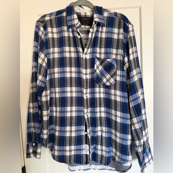 Rag & Bone Mens Fit 3 Beach checked/flannel Herringbone Plaid Button-Up Shirt XL - Picture 2 of 7